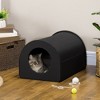 Munora Winter Heated Double-Wide Cat House, Water-Resistant Indoor/Outdoor Shelter for Multiple Cats, Black - 2 of 4