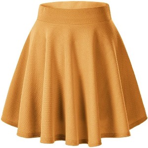 Women's Basic Stretch Flared Skater Skirt - Versatile Casual Mini Skirt for Effortless Style Turmeric - 1 of 4