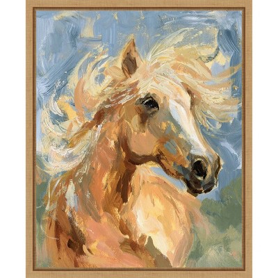Palomino Horse Abstract Canvas Print with Maple Frame
