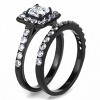 Slickblue Women’s Black Ion Plated Stainless Steel Ring, Clear CZ Halo, Stylish Designer Jewelry, Sizes 5-10 - 4 of 4