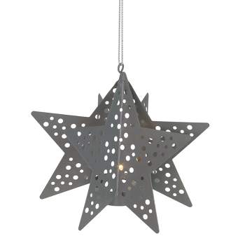 Northlight 5" Pre-Lit Gray Cut Out Star Hanging Christmas Ornament