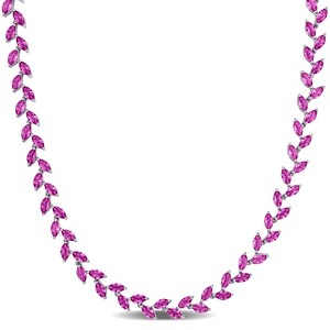 EVERLY JEWELRY | Sterling Silver 29 1/2 CT TGW Created Pink Sapphire Necklace, 17-inch - 1 of 4