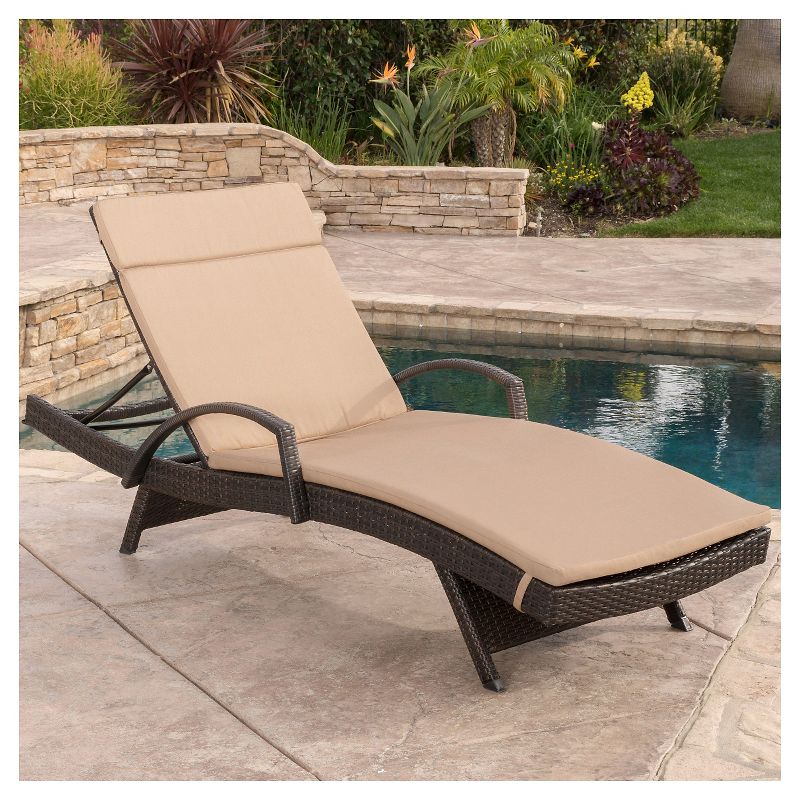 Salem Brown Wicker Adjustable Chaise Lounge with Arms - Brown - Christopher Knight Home, 3 of 6