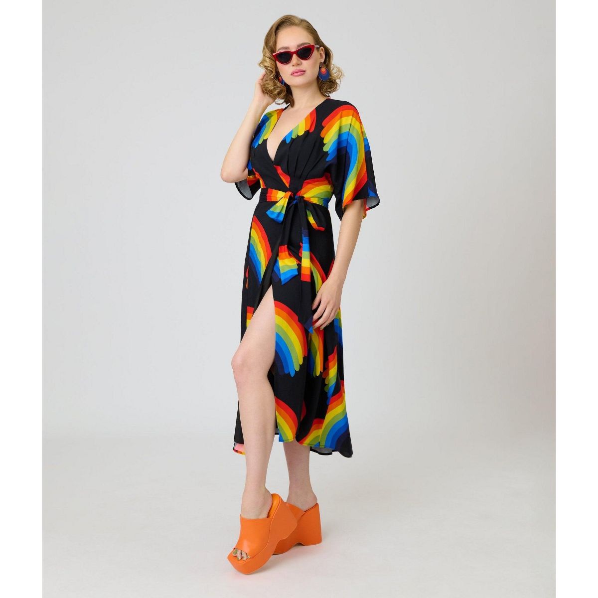 Unique Vintage Women's Wrap Midi Dress