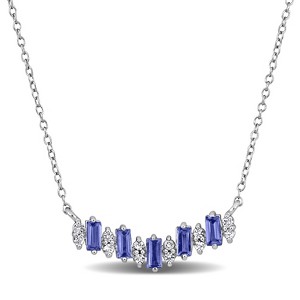 EVERLY JEWELRY  |   Silver White 1.11 CT TGW Tanzanite and White Topaz Necklace w/ Lobster Clasp Length (inches):18" - 1 of 4