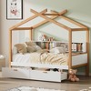 VYNXARIA White Twin Size Wooden House Bed with Storage：Features Two Drawers and Bookshelf Storage - 2 of 4