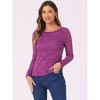 Allegra K Women's Slim Fit Sheer-Long-Sleeves Flower Embroidery Lace Top - 3 of 4