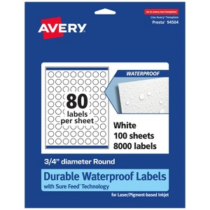 Avery Durable Waterproof Round Labels with Sure Feed, .75" diameter - 1 of 4