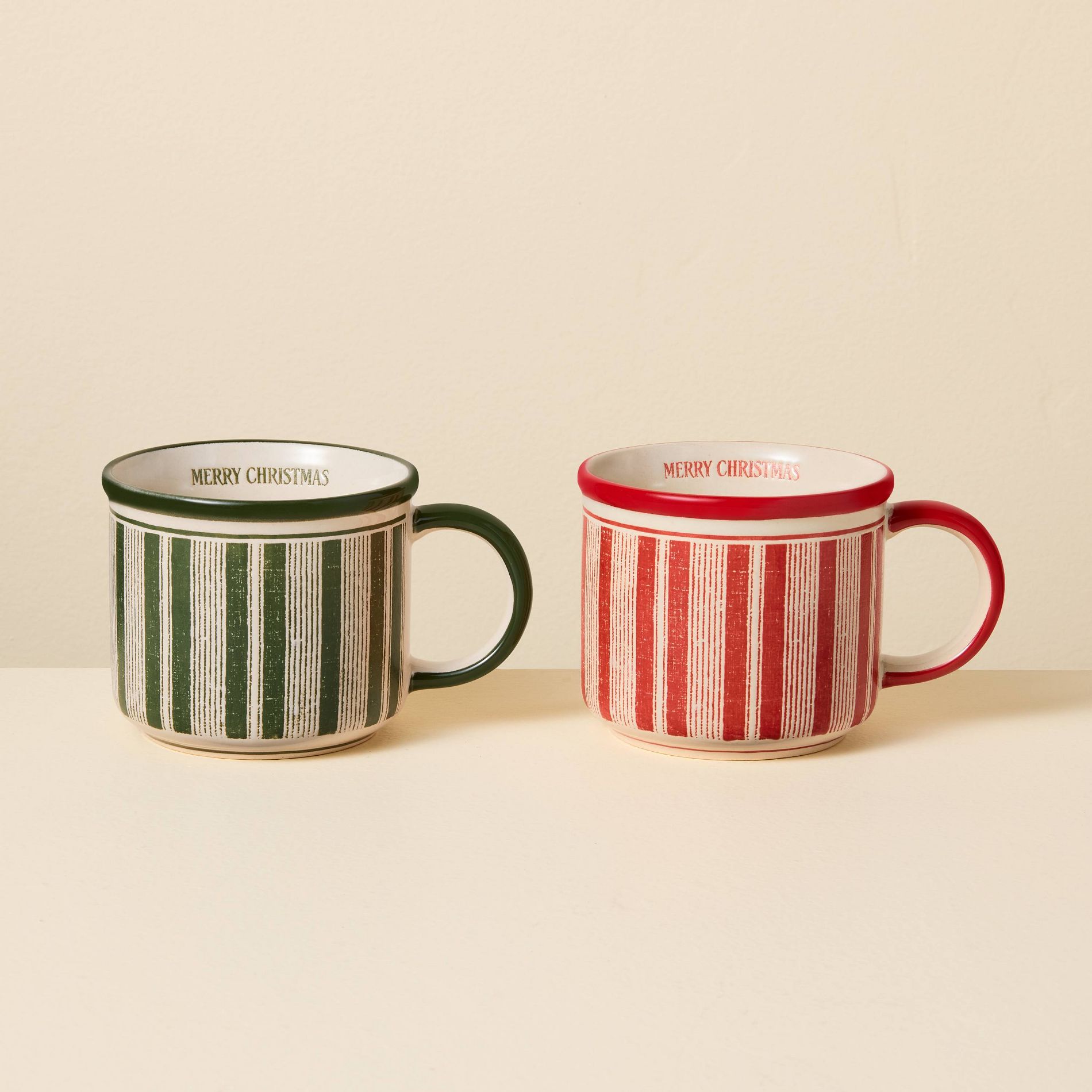 15 fl oz 2pk Mug Red/Green Striped - Hearth & Hand™ with Magnolia