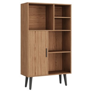 4-Tier Open Bookshelf with Legs - 5 Freestanding Cube Shelf, Walnut Bookcase, Retro Wood Bookshelves, Storage Organizer for Living Room and Office - 1 of 4