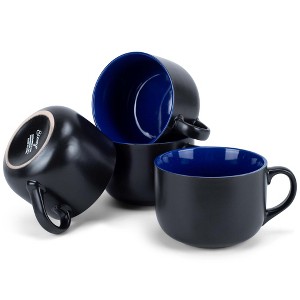 Elanze Designs Large Color Pop 24 ounce Ceramic Jumbo Soup Mugs Set of 4, Cobalt Blue - 1 of 4