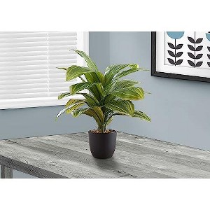 Monarch Specialties Artificial Plant 17 inch Tall Dracaena Indoor Faux Fake Table Greenery Potted Real Touch Decorative Green Leaves Black Pot - 1 of 4