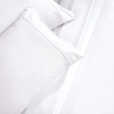 King Size White Cotton Sateen Pillowcases Set