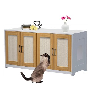 Double Litter Box Enclosure, Hidden Cat Litter Cabinet for Two Cats - 1 of 4