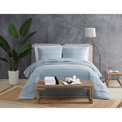 Full/Queen 3pc Tufted Stonewash Duvet Cover Set Blue - Sean John