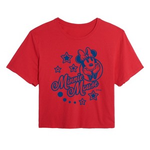 Women's - Disney - Minnie Mouse Stars Cropped Graphic T-Shirt - 1 of 4