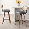 Bekrvio Swivel Counter Height Bar Stools, 29" Faux Leather Upholstered with with Rattan Back, Black for Kitchen Counter - 3 of 4