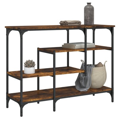 vidaXL Console Table with Shelves Smoked Oak 39.4 in.x13.8 in.x29.5 in.