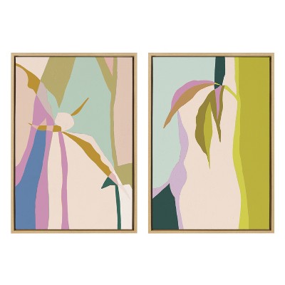 Abstract Canvas Print Set in Natural Frame, 23x33