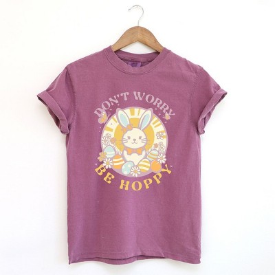 Simply Sage Market Women's Don't Worry Be Hoppy Circle Short Sleeve Garment Dyed Tee