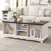 Garvee Farmhouse Coffee Table 48'' Center Table Industrial Cocktail Table with Sliding Barn Doors Rectangular Living Room Table Rustic Coffee Table - 3 of 4