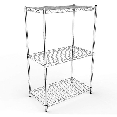 Vynxaria Chrome 3-Tier Utility Storage Shelves with Wheels, 23" W x 13" D x 30" H