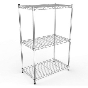 Vynxaria Chrome 3-Tier Utility Storage Shelves with Wheels, 23" W x 13" D x 30" H - 1 of 4