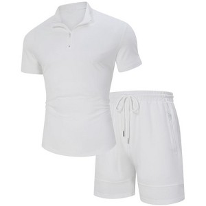 Coolmee Mens Tracksuit Casual 2 Piece Quarter Zip Polo Shirt and Shorts Set Athletic Jogging Sports Outfits - 1 of 4