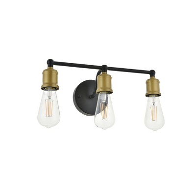 Serif Contemporary Brass and Black 3-Light Wall Sconce