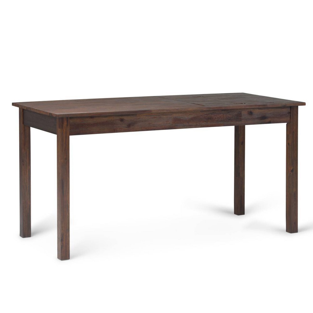 Photos - Office Desk 60" Garret Desk Distressed Brown - WyndenHall: Solid Acacia, USB Power Out