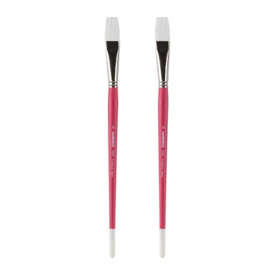 Creative Mark Pro White Soft Filament Acrylic Paint Brushes - Flat  Sets of 2 - Versatile Synthetic Brushes for Acrylic Painting , Gouache, Oils &