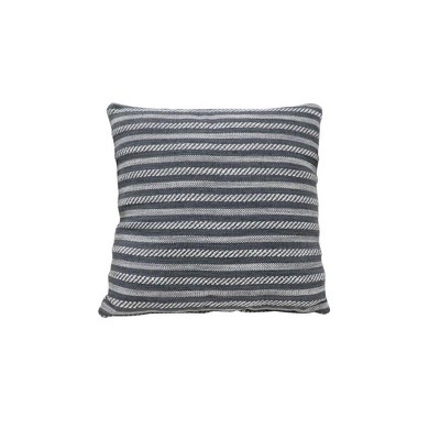 DOMETOUR 17.5" Black and White Stripes Square Cotton Linen Fabric Pillow