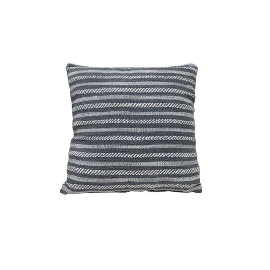 DOMETOUR 17.5" Black and White Stripes Square Cotton Linen Fabric Pillow - 1 of 4