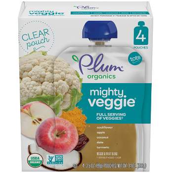 Plum Organics Mighty Veggie Cauliflower Apple Coconut and Turmeric Baby Meals - 16oz/4pk Each