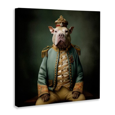 Regal Dog Portrait on Canvas in Elegant Attire, 30" x 30"