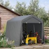 9.2' x 7.9' Garden Garage Storage Tent, Metal Frame Bike Shed w/ Zipper Doors - 2 of 4