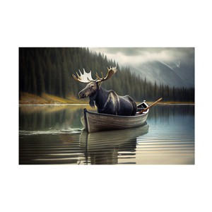 Canvas Wall Art - Sasha 'Moose Canoe' Wall Art for Living Room, Bedroom, or Office Décor by Trademark Fine Art - 24 x 16 Inches - 1 of 4