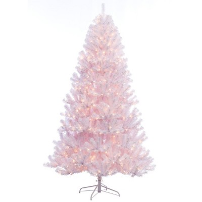 7.5ft Pre-lit Artificial Christmas Tree White Full Newcastle Fir