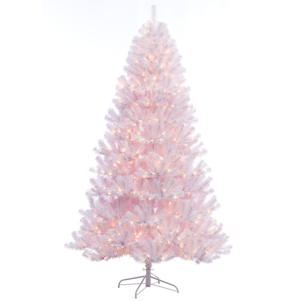 Photos - Garden & Outdoor Decoration Puleo 7.5ft Pre-lit Artificial Christmas Tree White Full Newcastle Fir 