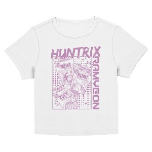 Juniors KPop Demon Hunters Zoey Mira and Rumi Ramyeon Cups T Shirt - 1 of 4