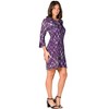 24seven Comfort Apparel Purple Geometric Print Three Quarter Sleeve Collar Mini Dress - image 2 of 4