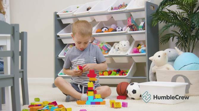 Soho Kids&#39; Toy Storage Organizer with 16 Storage Bins Gray/White - Humble Crew, 2 of 10, play video