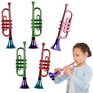 ArtCreativity 13" Plastic Metallic Colored Trumpets Noisemakers (Set of 5) - 1 of 4