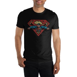Superman Flying Flight Logo Men's Black T-Shirt Tee Shirt - 1 of 1