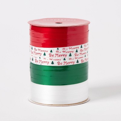 Northlight Pearl White and Silver Glitter Trees Wired Christmas Craft  Ribbon 2.5 x 10 Yards