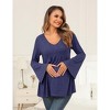 Maternity Shirts Pleated Tunic Flouncy Bell Long Sleeve Babydoll V Neck Hollow Out Tie Back Pregnancy Tops Tee - 2 of 4