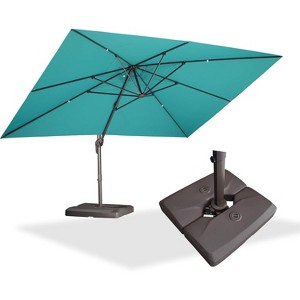 PURPLE LEA Cantilever Patio Umbrella with Base Included Square Umbrella with 360° Rotation and Aluminum Offset Hanging Outdoor Umbrella - 1 of 4