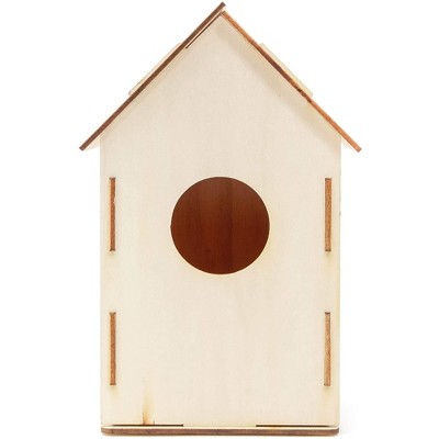 Mini Unfinished Natural Wood Birdhouses for DIY Crafts, Set of 8