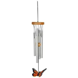 Woodstock Chimes Signature Collection, Monarch Butterfly Chime, 15'' Silver Wind Chime HSBU