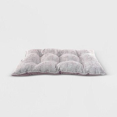 Gray Printed Microsuede Tufted Pet Mat with Plush Bottom